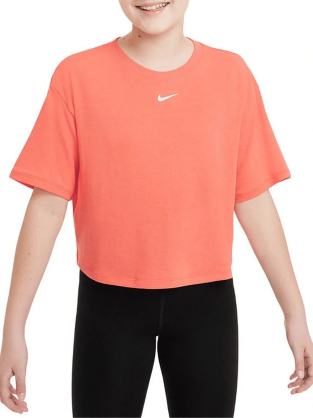 Nike Girls' Dri-Fit One Relaxed T-Shirt, size S - Light Wild Mango